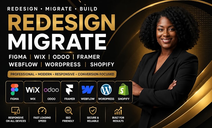 redesign migrate figma wix odoo framer webflow wordpress shopify website design