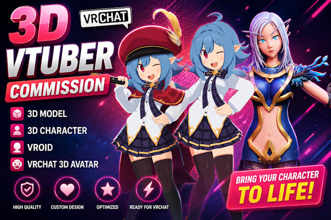 3d vtuber vrchat vtuber commission 3d model 3d character vroid vrchat 3d avatar