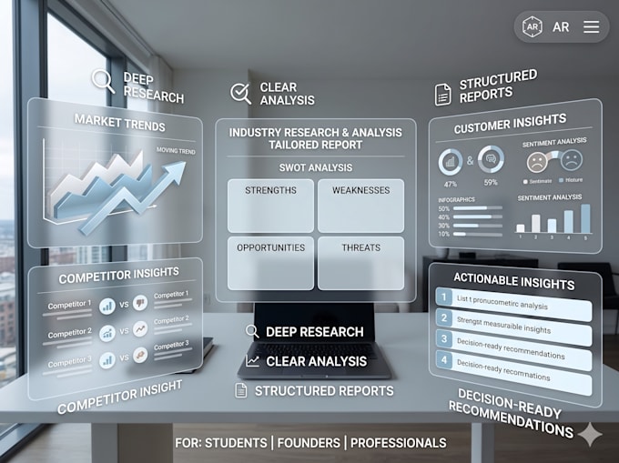 conduct deep research, analysis and insights on any topic