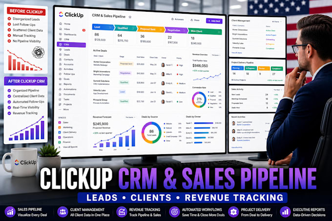 build clickup CRM and sales pipeline management system
