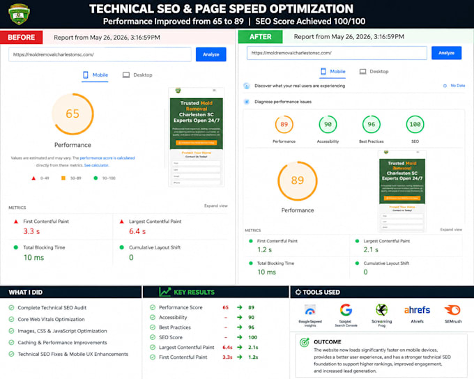 do technical SEO audit and fix core web vitals