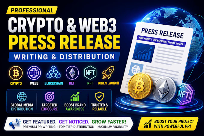 write and distribute for crypto and web3, defi, nft, blockchains, token launches