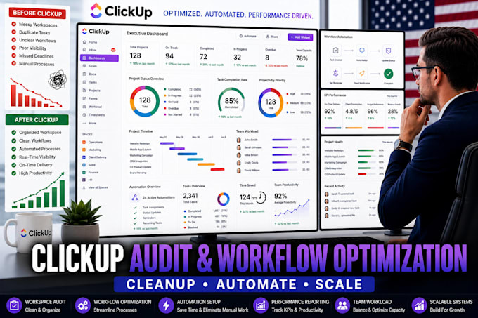 perform clickup audit cleanup and workflow optimization