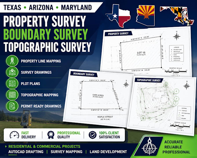 create property survey boundary survey topographic survey drawings