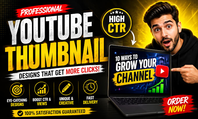 design eye catching youtube thumbnails ,social posts