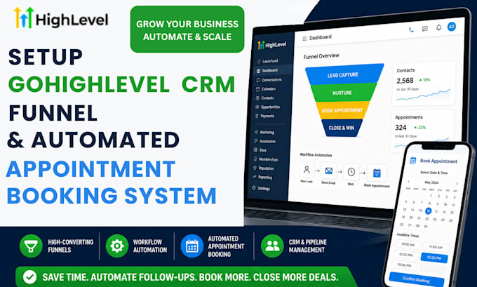 setup gohighlevel crm funnel and automated appointment booking system