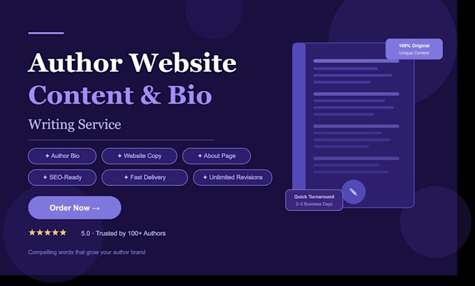 write author website content and author bio