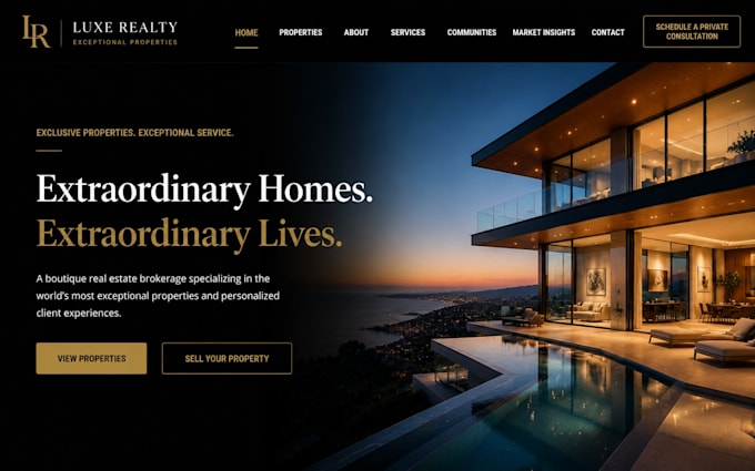 design or redesign wordpress luxury real estate brokerage portfolio website