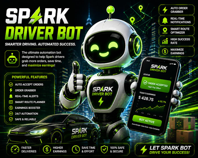 setup spark driver bot, spark delivery bot, spark grabber auto accept orders bot