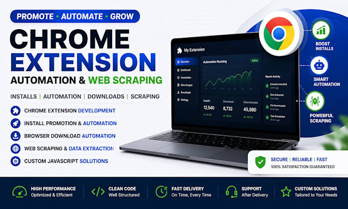 promote google chrome install automation browser download extension web scraping