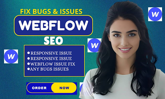 fix webflow bugs, layout issues, mobile responsive and webflow seo