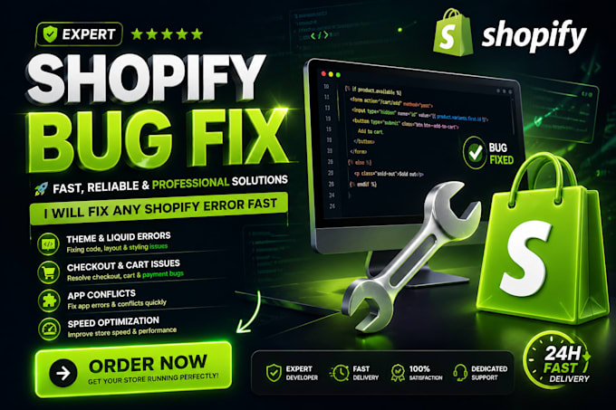 fix shopify bugs errors theme issues fast