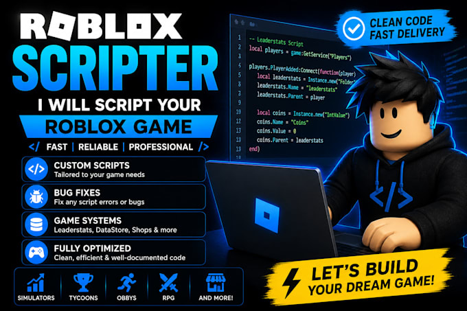 be your roblox scripter for game development and bug fixes