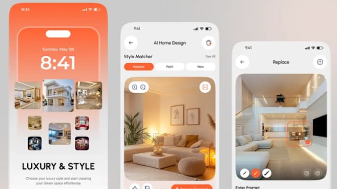 develop ai home remodel app, ai room redesign app, ai interior design web app
