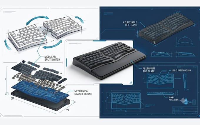 design custom ergonomic keyboard, mechanical keyboard, gaming keyboard