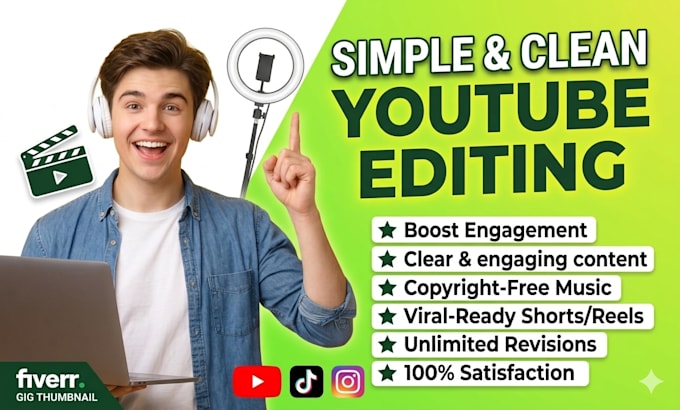 do simple and clean youtube video editing and shorts edits