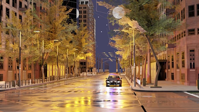 create realistic 3d game environment and city scene