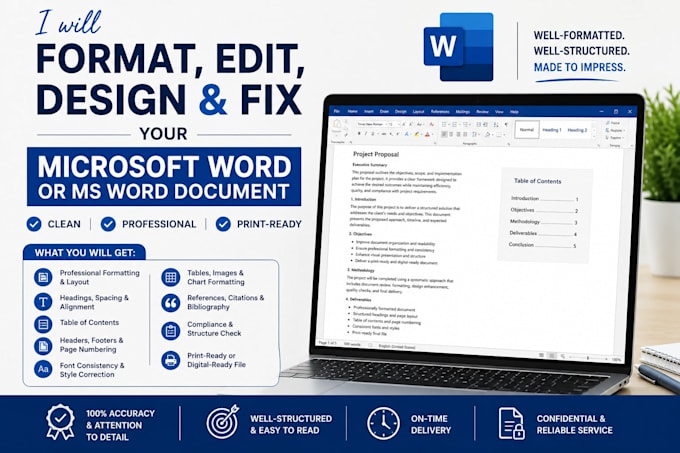format, edit, design and fix your microsoft word or ms word document