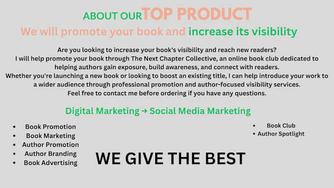 feature your book in our online book club and increase visibility