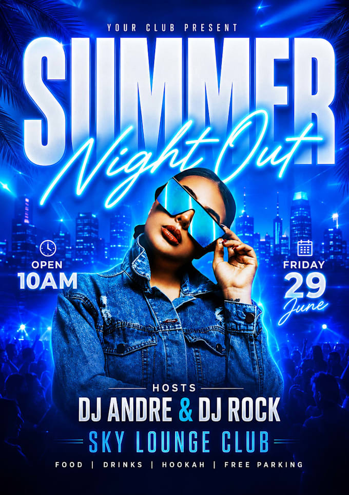 design an outstanding event, party, club, church, business, or birthday flyer