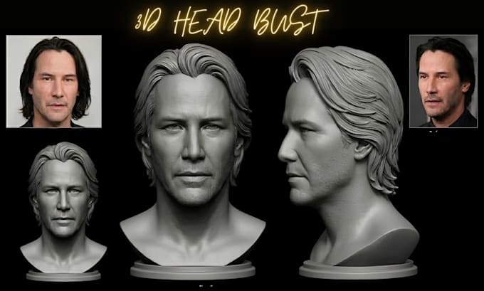 3d protrait head bust, head model, face likeness 3d bust stl for 3d printing