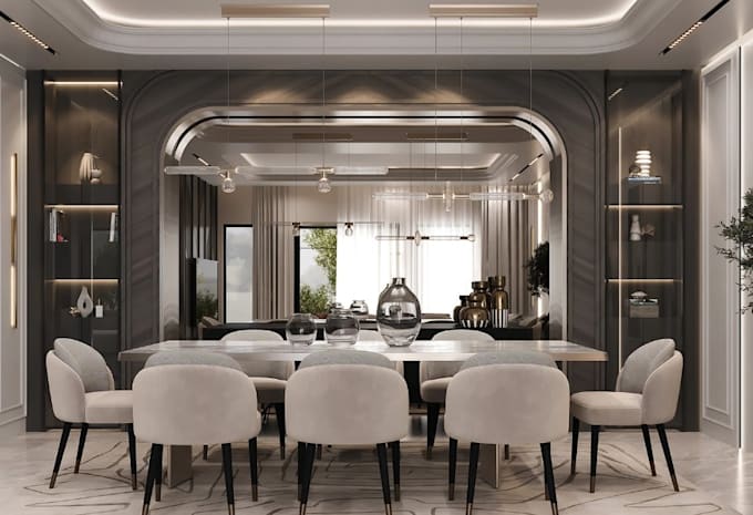 render modern luxury 3d internal house, home cgi interior wall design, visualize
