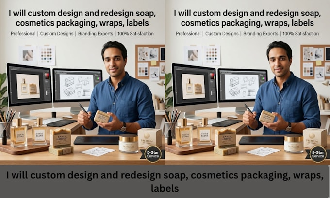 custom design and redesign soap, cosmetics packaging, wraps, labels