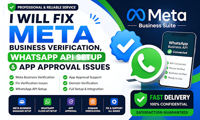 fix meta business verification whatsapp API setup and app approval issues