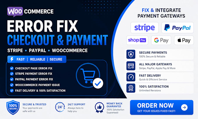 wordpress woocommerce error checkout page fix stripe paypal error fast payment