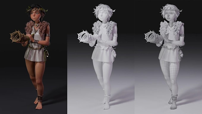 do 3d game character animation 3d game model cartoon rigging unity unreal engine