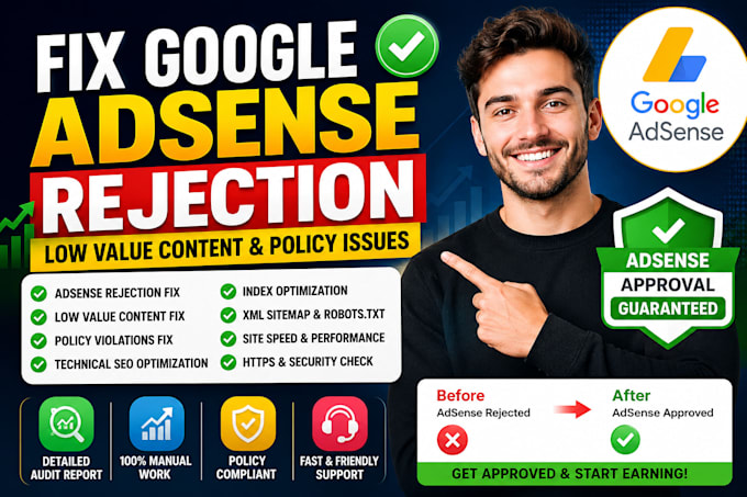 fix google adsense rejection, low value content and policy issues