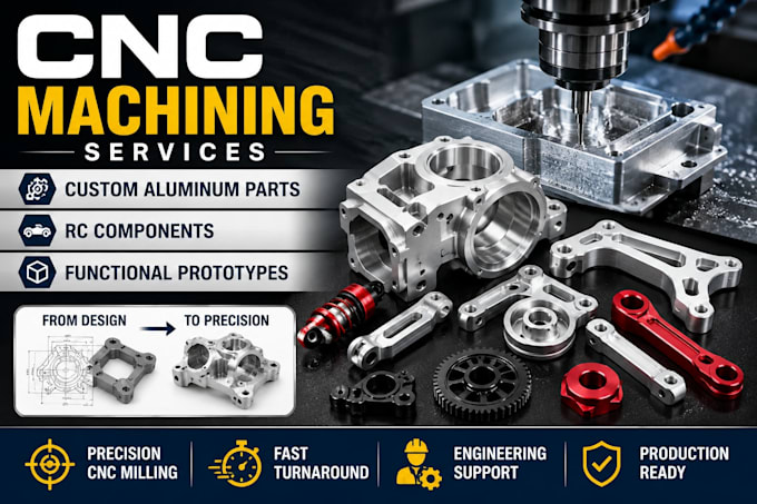cnc machine precision aluminum parts and rc prototypes