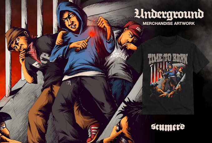 create custom underground artwork for bands and merch
