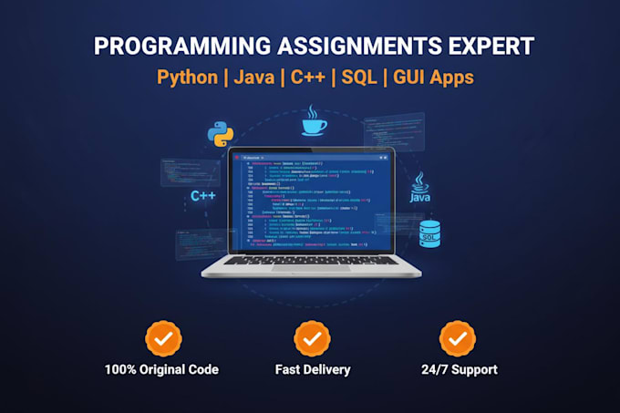 do python java c cpp programming assignments and sql database projects