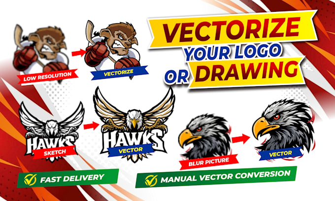 do manual vectorize logo, vector tracing, redraw, convert image to vector