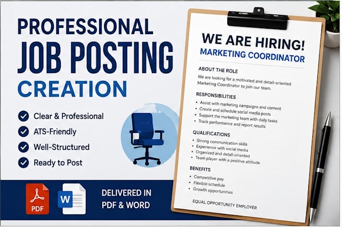 write a professional job posting for your business
