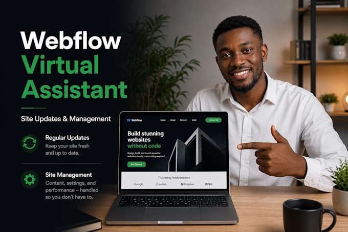 be your dedicated webflow virtual assistant for your website