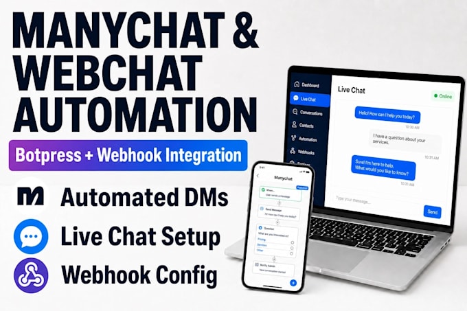 build botpress webhook integration live chat manychat automation webchat