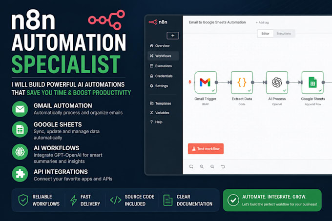 build ai automation workflows with n8n, gpt and apis