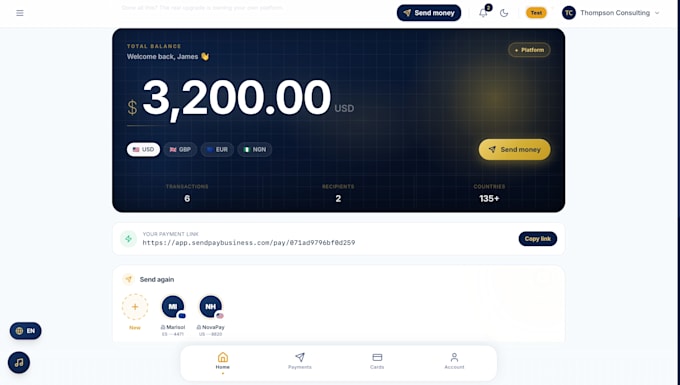 open bank account with instant USD balance