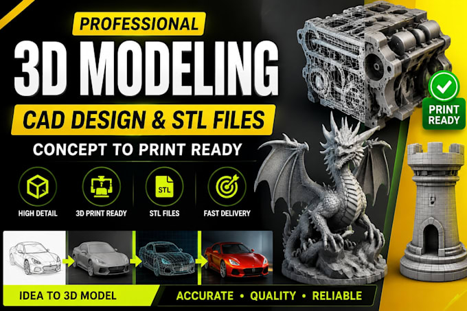 3d printable assets, cad models and concept to model conversion