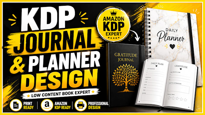 design amazon kdp logbook, journal, planner, notebook and low content book