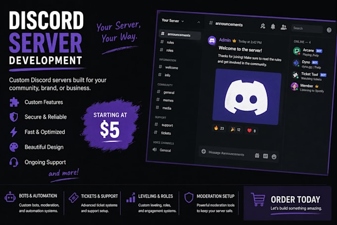 create discord servers with exceptional design and function