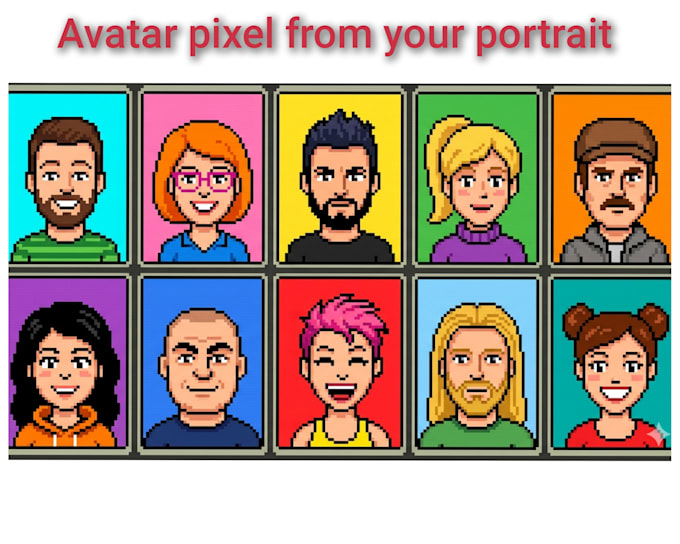 create avatar cartoon from your portrait in pixel art style