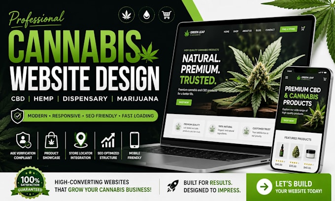 design a professional cannabis, cbd, hemp, dispensary and marijuana website
