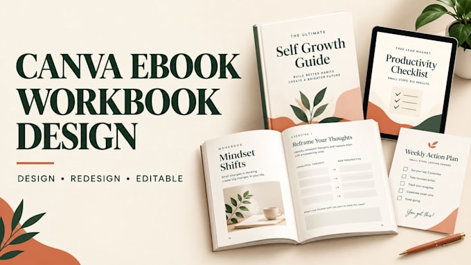 design canva ebook, canva workbook, lead magnet workbook design ebook formatting