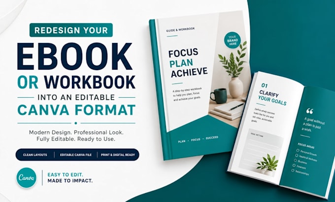redesign your ebook or workbook into an editable canva format