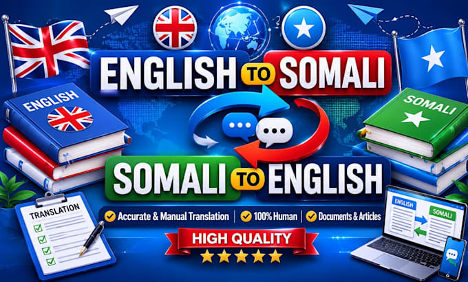 be your professional english to somali