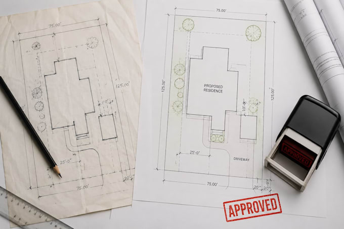 draw a professional site plan for permit, zoning, and city approval