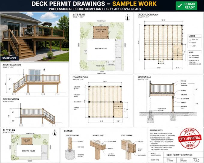 create deck permit drawings and permit plans for city approval